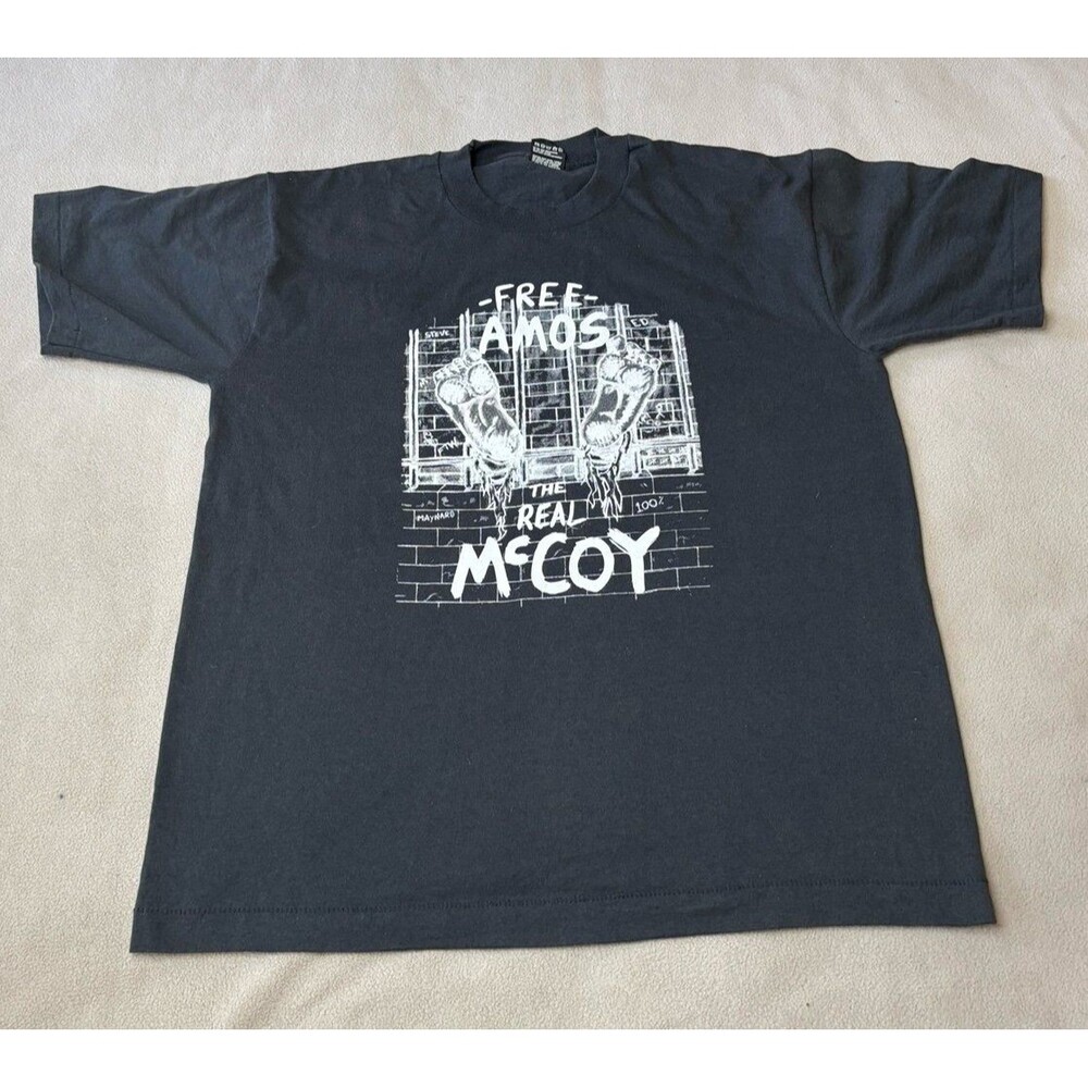 Vintage Free Amos The Real McCoy Shirt Single Stitch Black Size L
